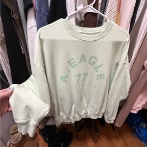 American Eagle Outfitters Light Mint Graphic Crewneck Sweatshirt